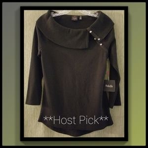 Rafaella*Lightweight Collared Sweater